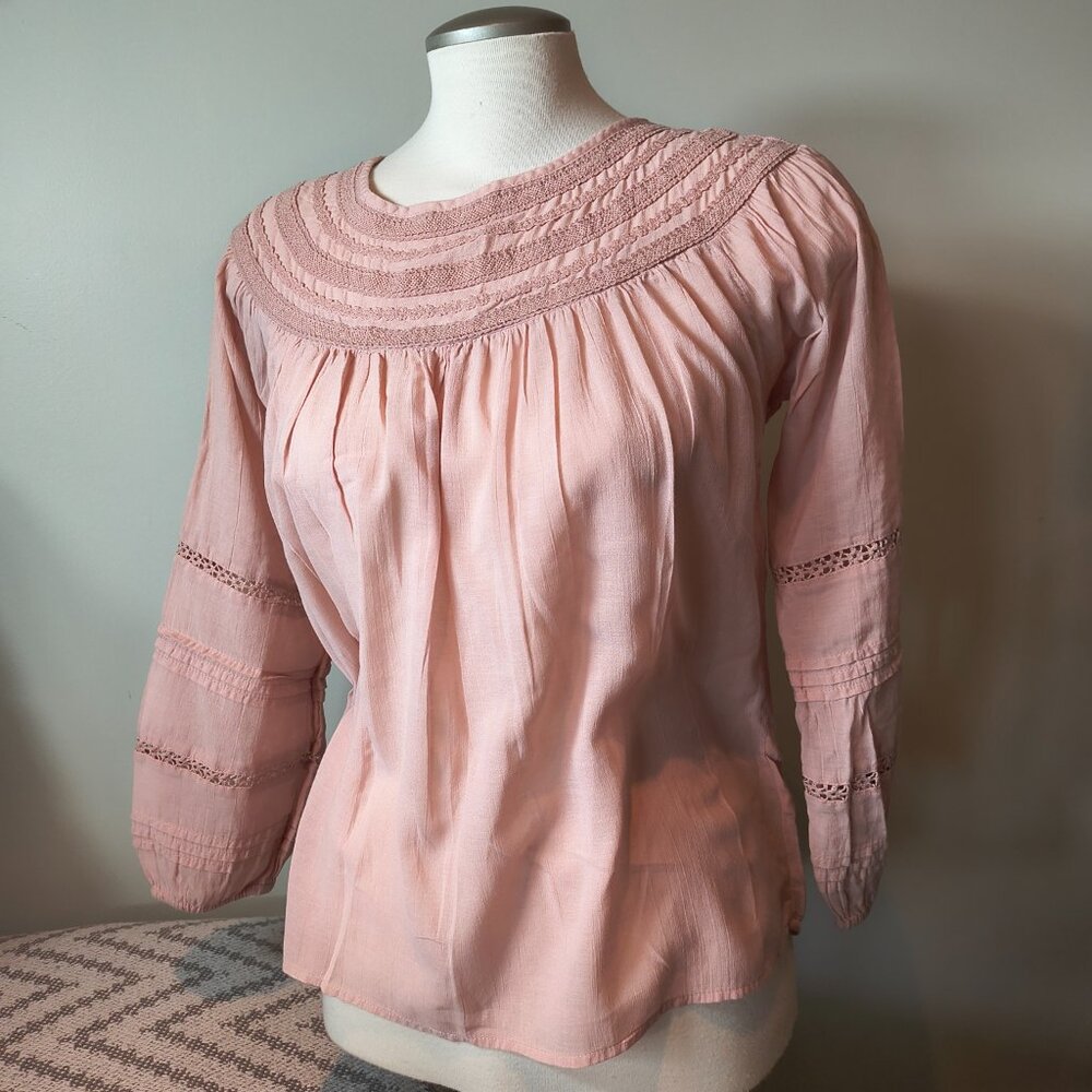 GAP Smocked Lace-Trim Peasant Blouse